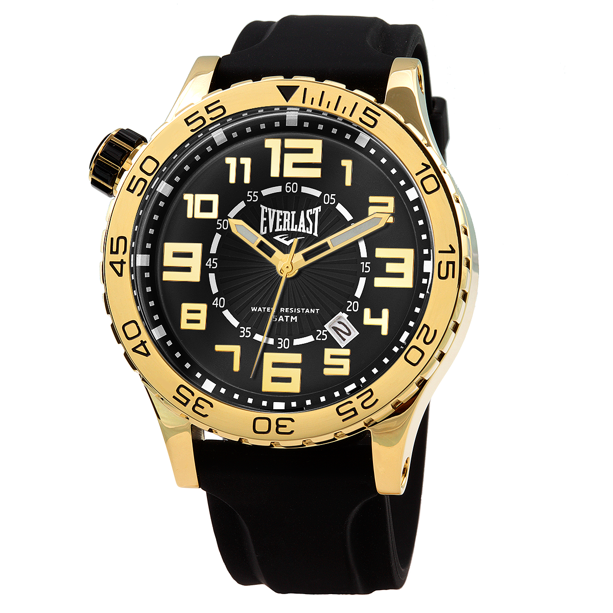 Relógio de Pulso Everlast Masculino Pulseira Silicone Preto Calendário E536
