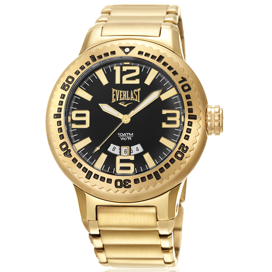 Relógio de Pulso Everlast Masculino Dourado Calendário E587