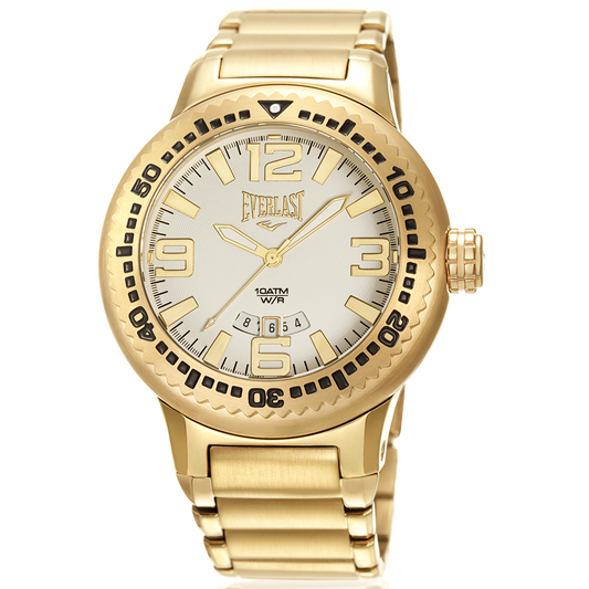 Relógio de Pulso Everlast Masculino Dourado Calendário E588