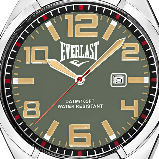 Relógio de Pulso Everlast Masculino Prateado Calendário E622