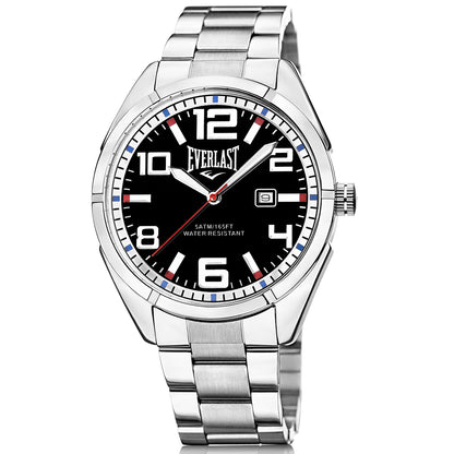Relógio de Pulso Everlast Masculino Prateado Calendário E624