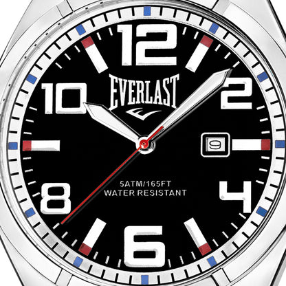 Relógio de Pulso Everlast Masculino Prateado Calendário E624
