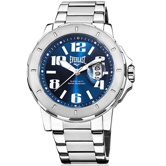 Relógio de Pulso Everlast Masculino Prateado Calendário E641