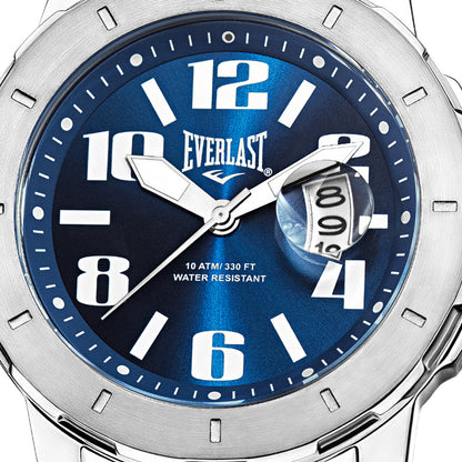 Relógio de Pulso Everlast Masculino Prateado Calendário E641