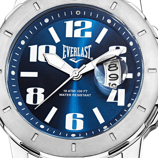Relógio de Pulso Everlast Masculino Prateado Calendário E641