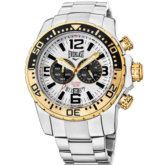 Relógio de Pulso Everlast Masculino Prateado Cronógrafo E654