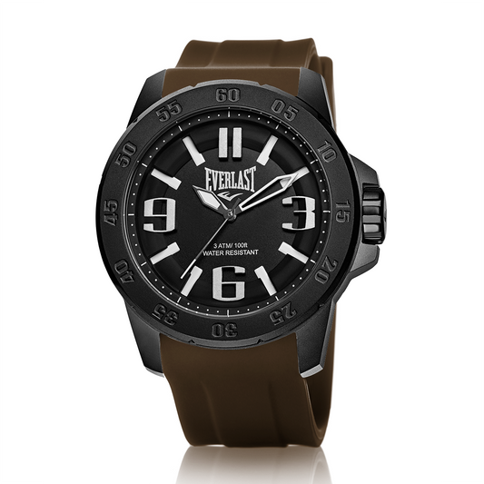 Relógio de Pulso Everlast Masculino Pulseira Silicone Marrom E6966