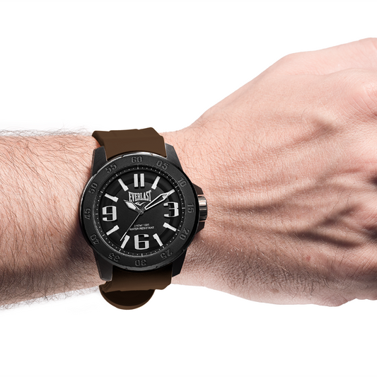 Relógio de Pulso Everlast Masculino Pulseira Silicone Marrom E6966