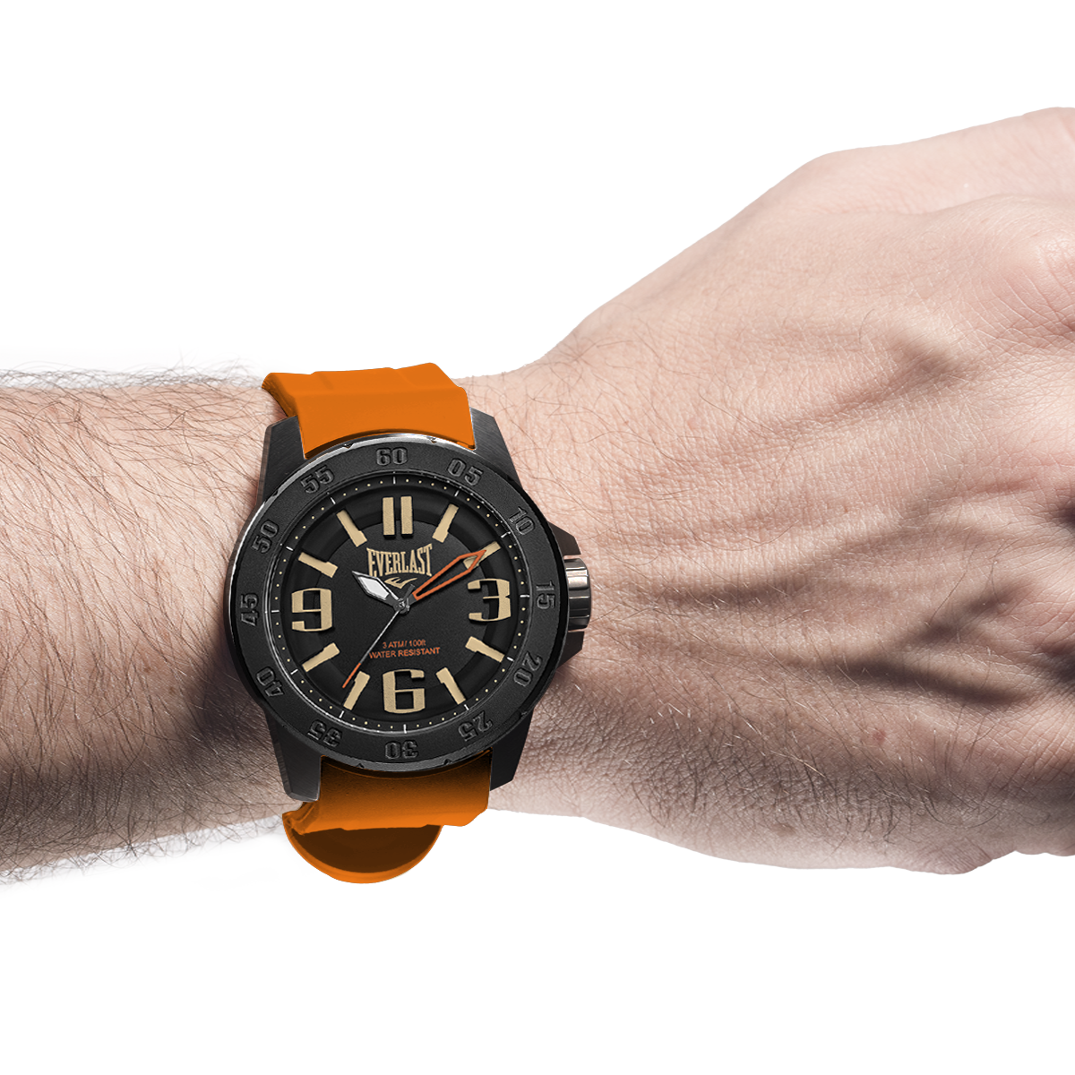 Relógio de Pulso Everlast Masculino Pulseira Silicone Laranja E6973