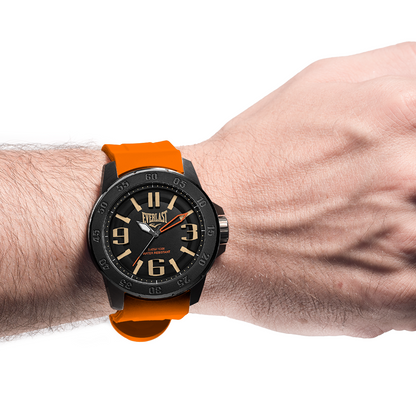 Relógio de Pulso Everlast Masculino Pulseira Silicone Laranja E6973