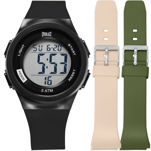 Relógio de Pulso Everlast Digital Unissex Kit 2 Pulseiras E73805