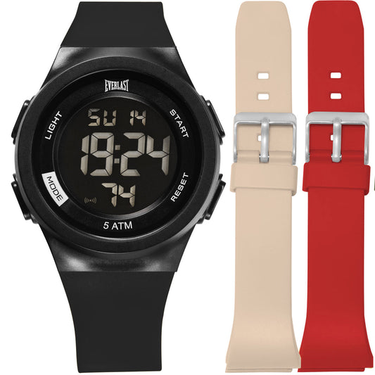 Relógio de Pulso Everlast Digital Unissex Kit 2 Pulseiras E73904