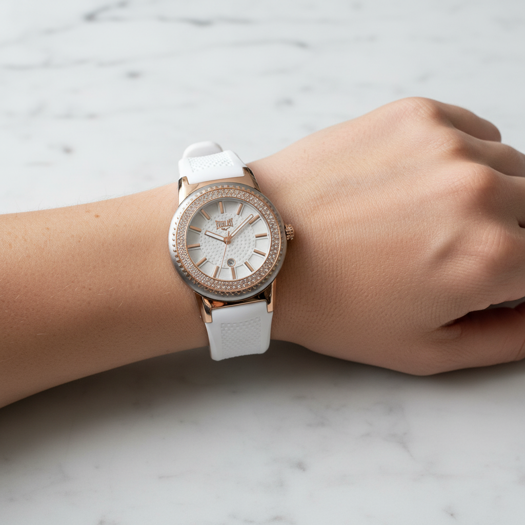 Relógio de Pulso Everlast Feminino Pulseira Branco Calendário E457