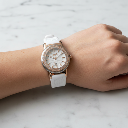 Relógio de Pulso Everlast Feminino Pulseira Branco Calendário E457