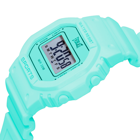 Relógio de Pulso Everlast Digital Quadrado Unissex Azul Turquesa E761