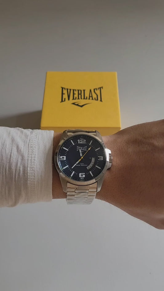 Relógio Everlast Masculino Aço Inoxidável Calendário E48415