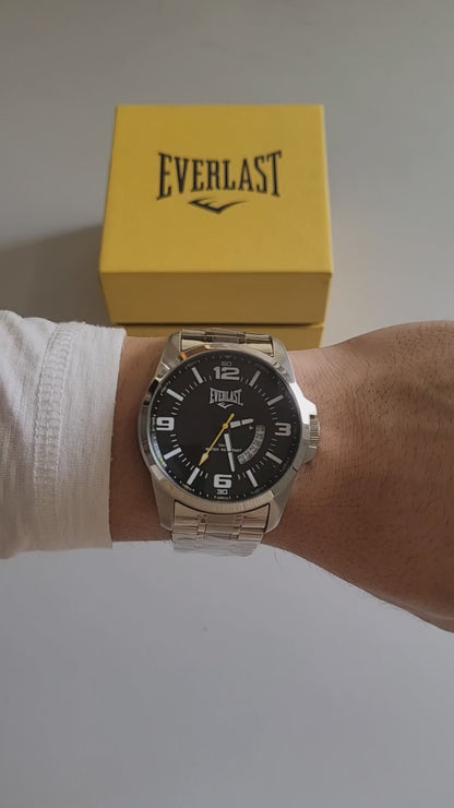 Relógio Everlast Masculino Aço Inoxidável Calendário E48215