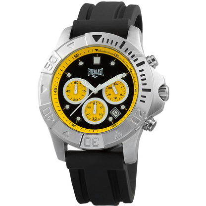 Relógio de Pulso Everlast Masculino Pulseira Silicone Preto Cronógrafo Calendário E463