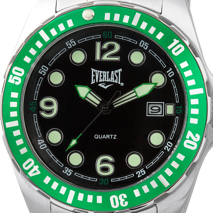 Relógio de Pulso Everlast Masculino Prateado Calendário E473