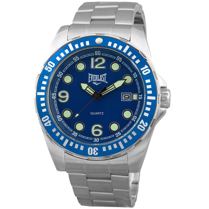 Relógio de Pulso Everlast Masculino Prateado Calendário E474