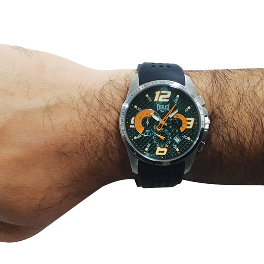 Relógio de Pulso Everlast Masculino Pulseira Silicone Preto Cronógrafo E479