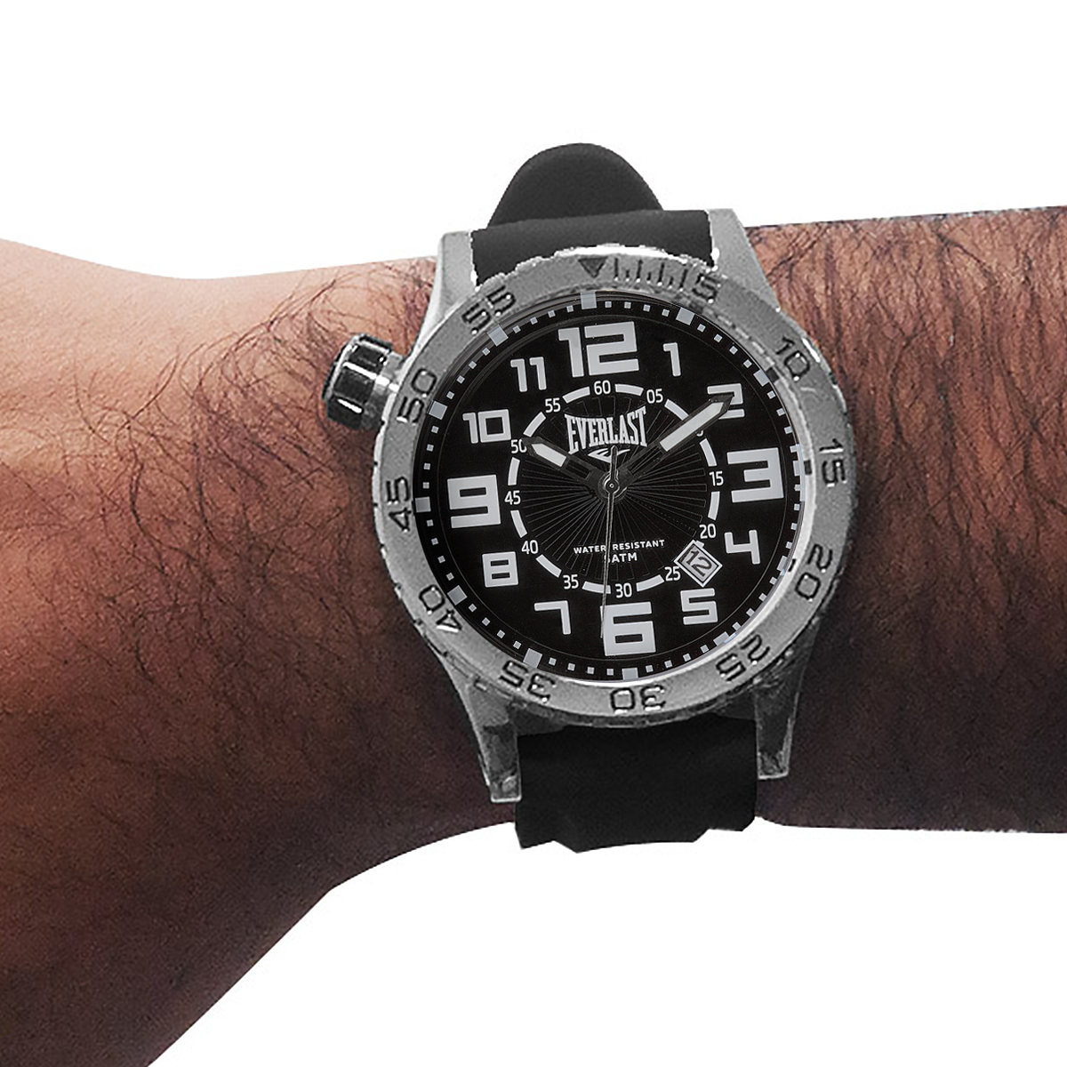 Relógio de Pulso Everlast Masculino Pulseira Silicone Preto Calendário E533