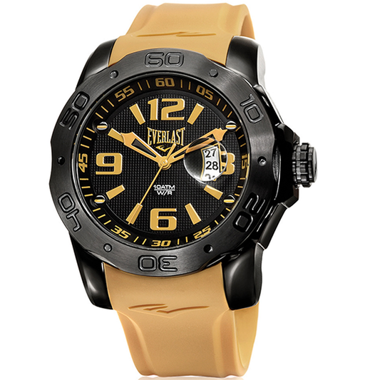 Relógio de Pulso Everlast Masculino Pulseira Bege Calendário E564
