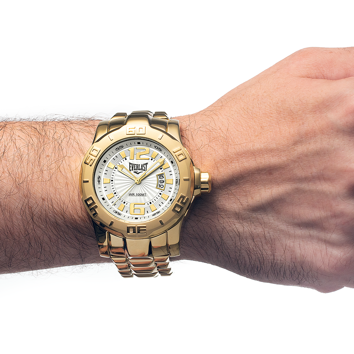 Relógio de Pulso Everlast Masculino Dourado Calendário E660
