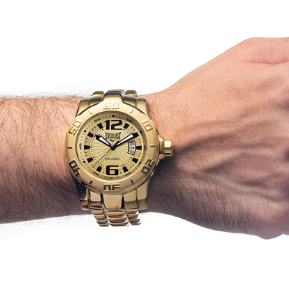 Relógio de Pulso Everlast Masculino Dourado Calendário E661