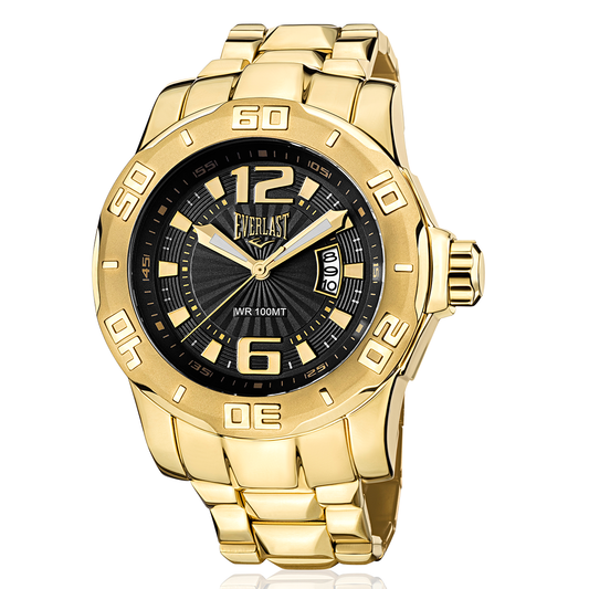 Relógio de Pulso Everlast Masculino Dourado Calendário E662