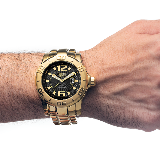 Relógio de Pulso Everlast Masculino Dourado Calendário E662