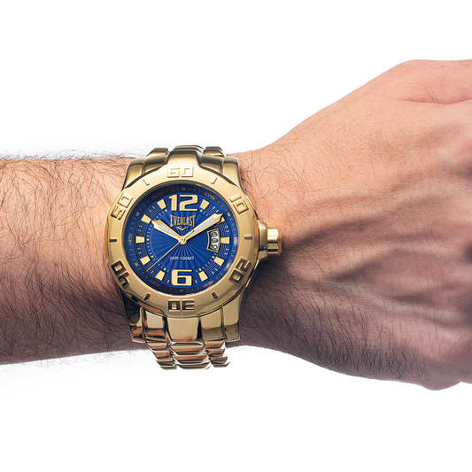 Relógio de Pulso Everlast Masculino Dourado Calendário E663
