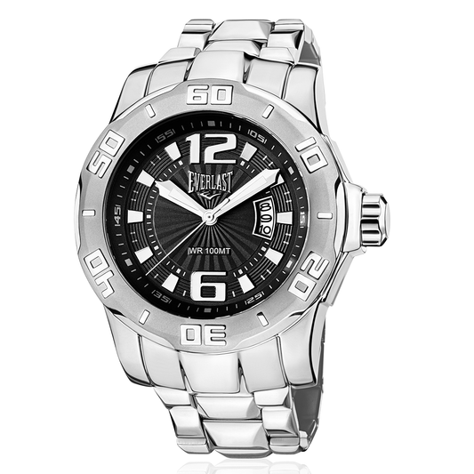 Relógio de Pulso Everlast Masculino Prateado Calendário E664