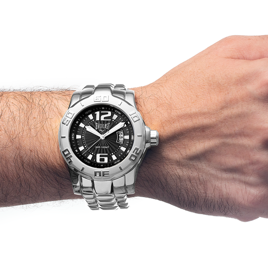 Relógio de Pulso Everlast Masculino Prateado Calendário E664